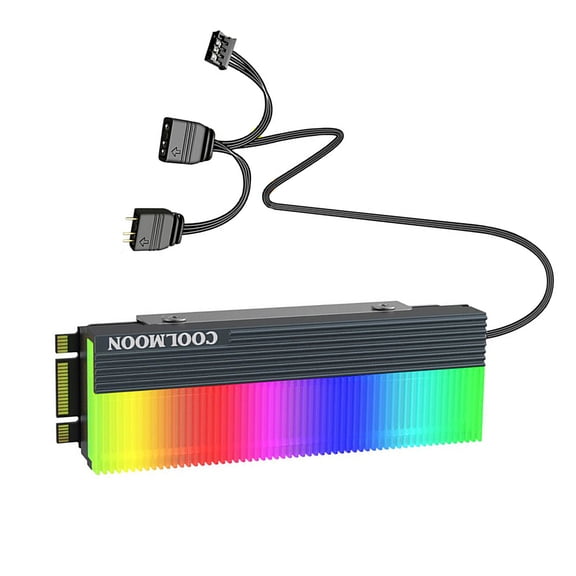 ARGB SSD Heat Dissipator Programmable Lighting, Stainless Steel Construction Synchronization SSD Cooler