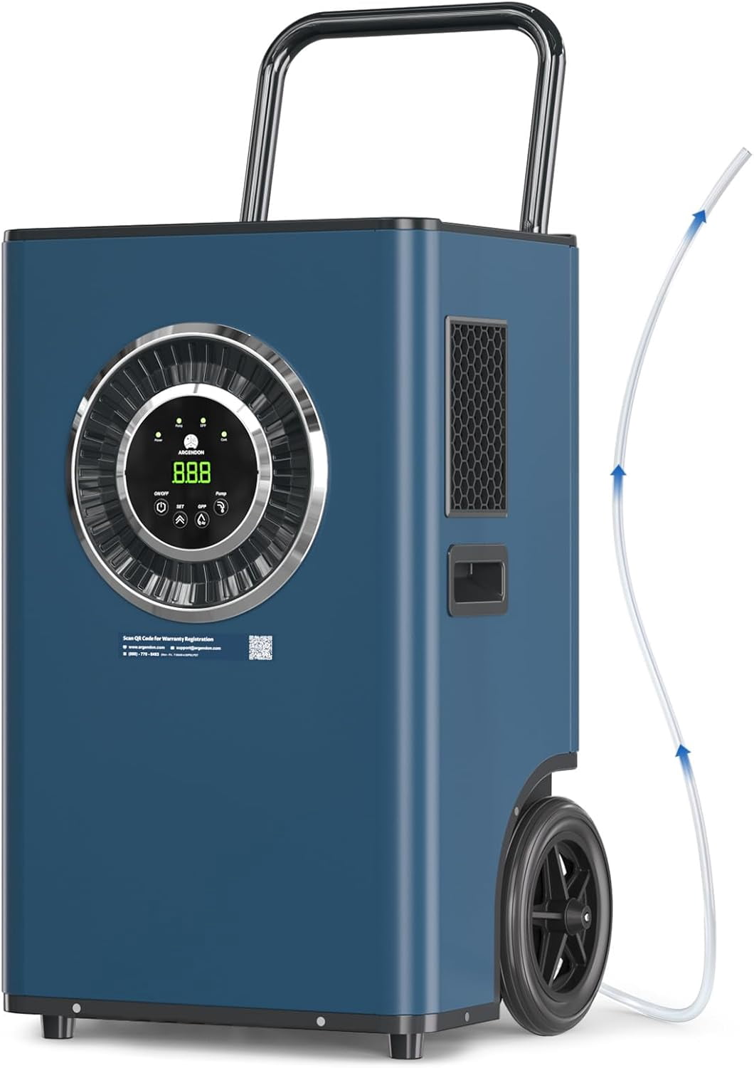ARGENDON Commercial Dehumidifier with Pump for Basement, 110 Pints Heavy Duty Industrial  Dehumidifiers on Wheels with Drain Hose for Water Damage Restoration,Garage, AUTO Defrost ，SLGR Dehumidifiers