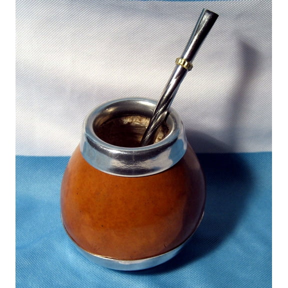 ARGENTINA MATE GOURD YERBA TEA CUP WITH STRAW BOMBILLA KIT DIET DETOX DRINK 0052