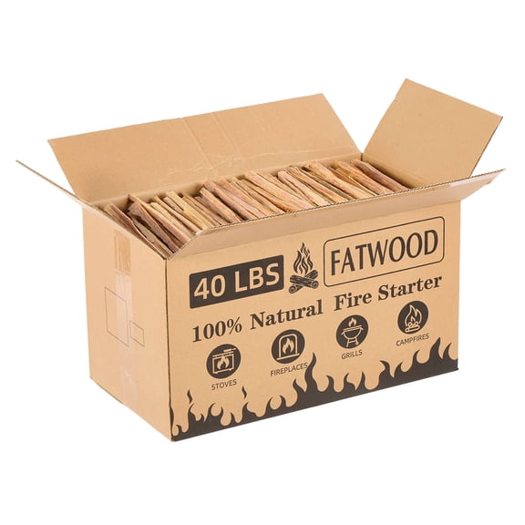 ARGUST 40 lb Natural Fatwood Fire Starter Sticks, Resin-Rich All-Weather Firestarter for Campfires, Fireplaces, Wood Stoves & BBQ