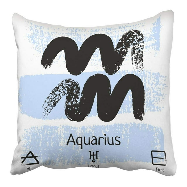 ARHOME Abstract Aquarius Zodiac Sign Pictogram Calligraphic Brush Artistic Astrology Pillowcase Cushion Cover 16x16 inch