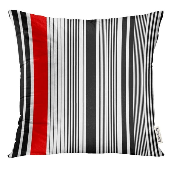 ARHOME Abstract Stripe Pattern Red White Minimal Black Pillow Case 16x16 Inches Pillowcase