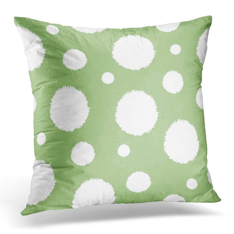 ARHOME Abstract White Pompom on Sage Green Pattern Blobs Pillow