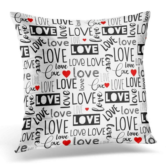 ARHOME Abstract with Love Phrases and Hearts for Valentine's Day Artistic Throw Pillow Case Pillow Cover Sofa Home Decor 16x16 Inches