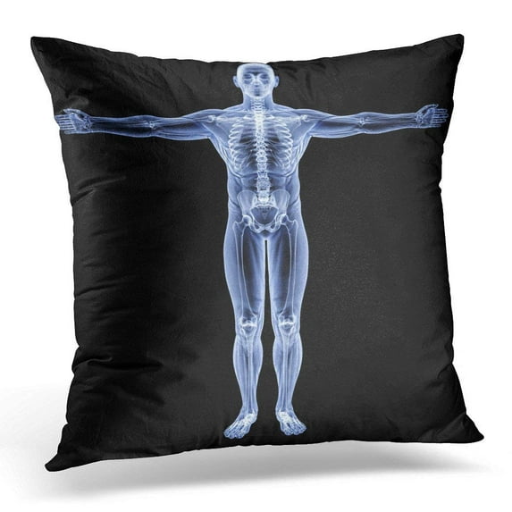 ARHOME Anatomy Blue Xray Male Body Under X Rays Black Human Spine Pillow Case Cushion Cover 16x16 Inches