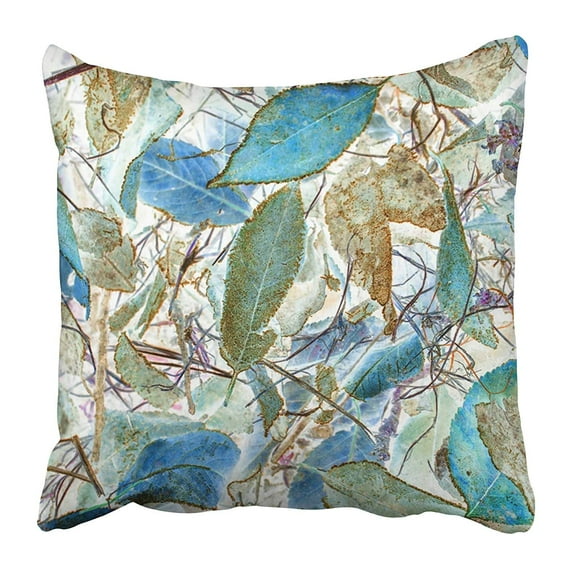 ARHOME Autumn Leaf Foliage Blue and Green Color Effect Nature Concept Beautiful Decay Fall Pillow Case Cushion Cover 16x16 inch