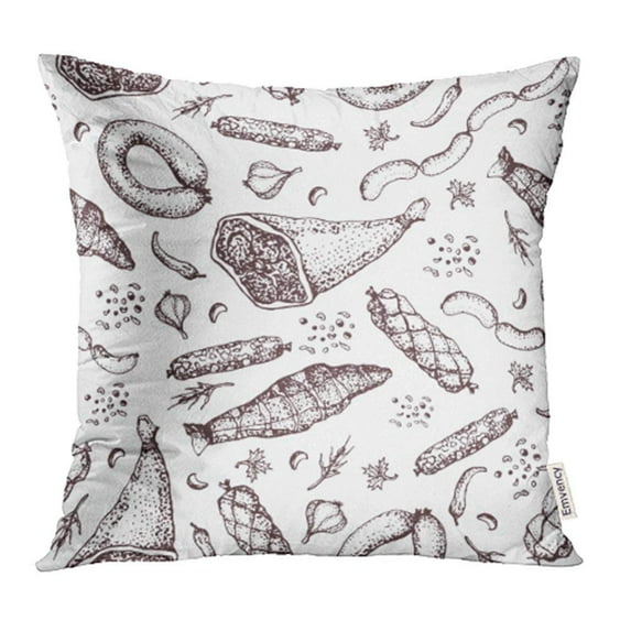 ARHOME Barbecue Meat Product Spices Food Ready Sausage Bacon Sliced Saveloy Spicy Pillowcase Cushion Cases 18x18 inch