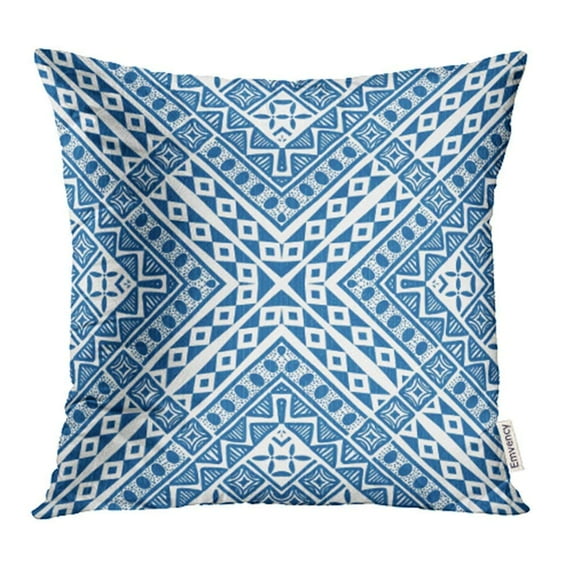 ARHOME Black African Abstract Graphic Ethnic Pattern in Blue and White Colorful Border Pillow Case Pillow Cover 18x18 inch Throw Pillow Covers