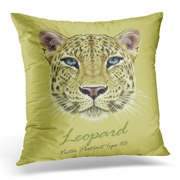 ARHOME Black Tiger Illustrative Portrait of Leopard Cute Face African with Blue Eyes White Cat Throw Pillow Case Pillow Cover Sofa Home Decor 16x16 Inches