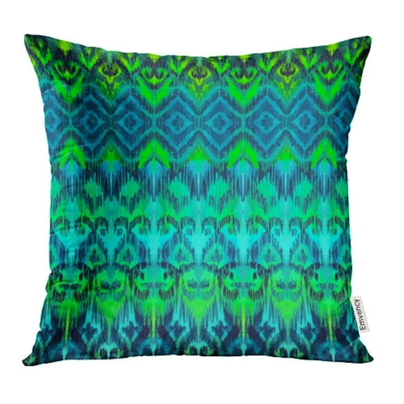 ARHOME Black Tropical Ethnic Tribal Tie Dye Pattern Handcraft Graphic Blue Floral Ikat Pillowcase Cushion Cover 16x16 inch