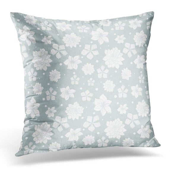 ARHOME Blue Aloha Tropical Gray White Flowers Pattern Design Great for Summer Party Giftwrap Colorful Beach Pillow Case Pillow Cover 18x18 inch