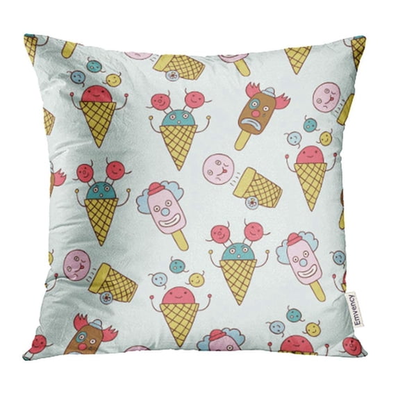 ARHOME Blue Character Ice Cream Circus Colorful Cone Acrobat Adorable Artist Bullet Pillowcase Cushion Cover 20x20 inch