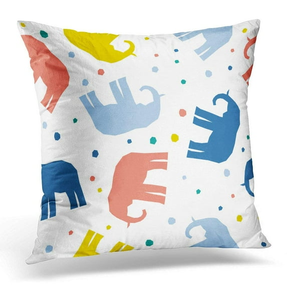 ARHOME Blue Party Abstract Elephant Childish Handcrafted Baby Diaper Holiday Bag Zoo Throw Pillow Case Pillow Cover Sofa Home Decor 16x16 Inches