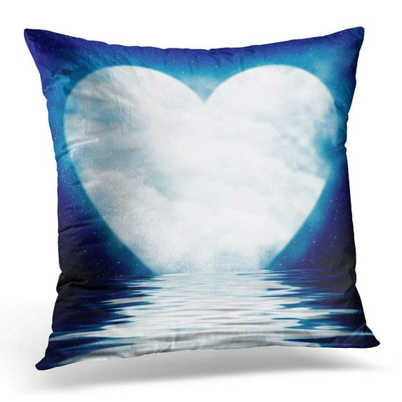 ARHOME Blue Soul Heart Shaped Moon Reflected in The Ocean Love Throw Pillow Case Pillow Cover Sofa Home Decor 16x16 Inches