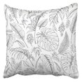 thumbnail image 1 of ARHOME Branches and Leaves of Tropical Plants Monochrome Floral Monstera Fern Palm Fronds Pillow Case Cushion Cover 16x16 inch, 1 of 1