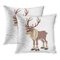 thumbnail image 1 of ARHOME Brown Deer Christmas Red Nose Reindeer Rudolph Inscrutable Smile on White Pillow Case Pillow Cover 18x18 inch Set of 2, 1 of 1