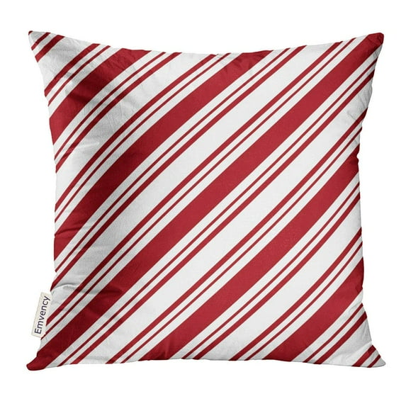 ARHOME Candy Red White Diagonal Stripes Cane Pillow Case 16x16 Inches Pillowcase