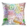 thumbnail image 1 of ARHOME City Many Bright Colorful Immigration Stamps on White Airplane Airport Arrival Pillow Case Pillow Cover 16x16 inch Throw Pillow Covers, 1 of 1