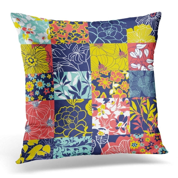 ARHOME Colorful Abstract Floral Patchwork Blossom Pillow Case Pillow Cover 18x18 inch