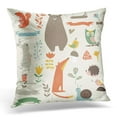 thumbnail image 1 of ARHOME Colorful Bear Forest with Cute Animals Mushrooms Birds Flowers and Ribbons in Cartoon Style Squirrel Throw Pillow Case Pillow Cover Sofa Home Decor 16x16 Inches, 1 of 1