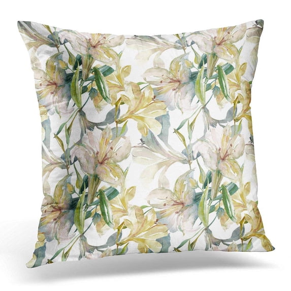 ARHOME Colorful Blooming White Lily Green Botanical Pillow Case Pillow Cover 18x18 inch