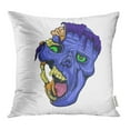 thumbnail image 1 of ARHOME Colorful Dead Zombie Face with Brain Green Evil Angry Apocalypse Bat Black Body Pillow Case Pillow Cover 16x16 inch Throw Pillow Covers, 1 of 1