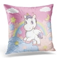 thumbnail image 1 of ARHOME Colorful Pony Princess Rainbow in The Sky Pink Unicorn Pillow Case Pillow Cover 20x20 inch, 1 of 1