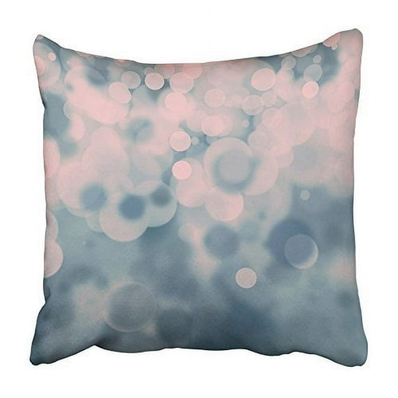 ARHOME Colorful Rose Pale Pink and Blue Bokeh on Dark Teal Dusty Color Blurry Light Pillowcase Cushion Cover 18x18 inch