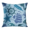 thumbnail image 1 of ARHOME Colorful Sailboat Nautical Blue Hand Drawn Navy Starfish Sea Silhouette Abstract Pillow Case Pillow Cover 18x18 inch Throw Pillow Covers, 1 of 1