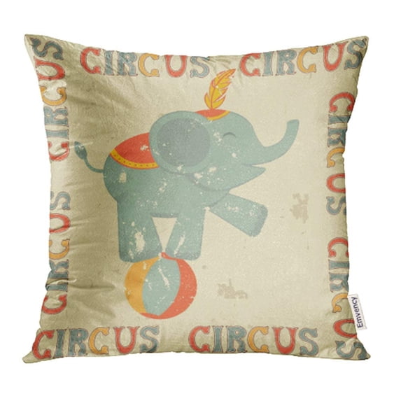 ARHOME Colorful Vintage Retro Circus Elephant Performing on Ball Animal Carnival Pillowcase Cushion Cases 18x18 inch