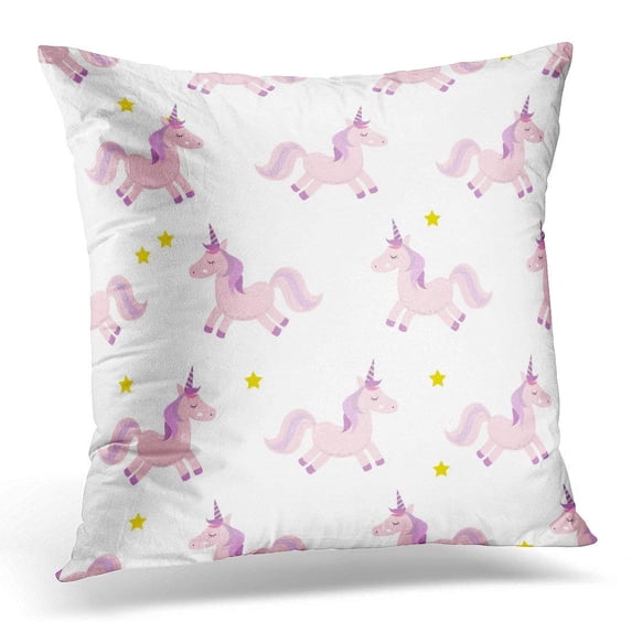 ARHOME Comic Unicorn with Pink on White Cute Throw Pillow Case Pillow Cover Sofa Home Decor 16x16 Inches