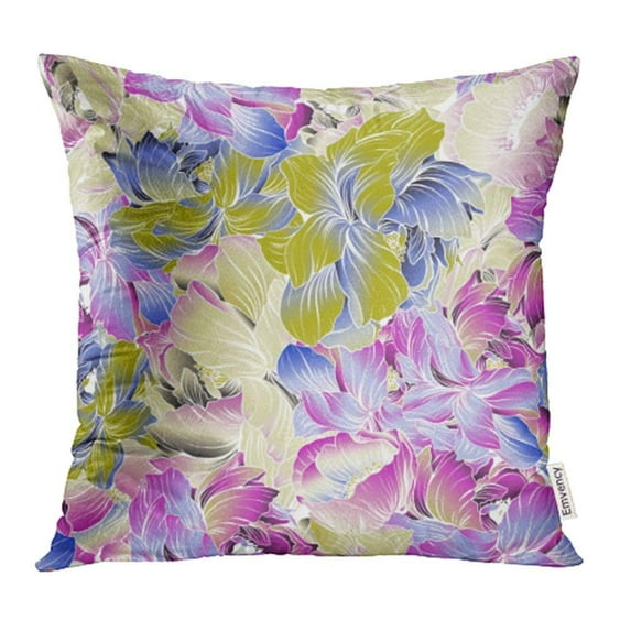 ARHOME Delicate Colors of Seamples Peony Blossom Using Batik Techniques Pink Blue Purple Pillow Case Pillow Cover 20x20 inch Throw Pillow Covers