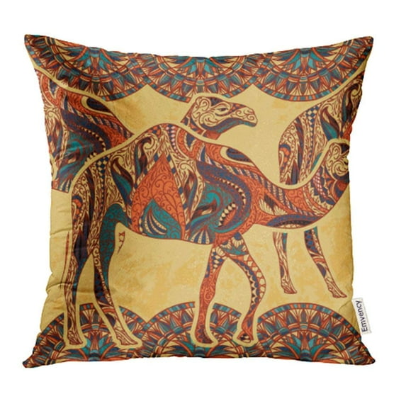 ARHOME Egyptian with Camel Decorated with Oriental Ornaments and Egypt Colorful Floral Pillow Case Pillow Cover 16x16 inch Throw Pillow Covers