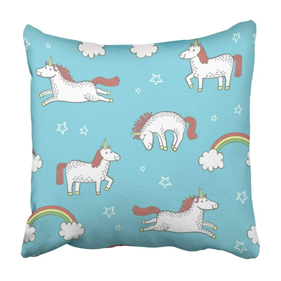 ARHOME Equestrian Quirky Cartoon Unicorn Pattern Cute Outline Baby Pony Animal Beautiful Pillowcase 20x20 inch
