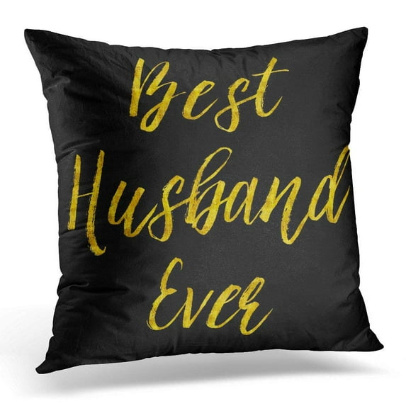 ARHOME Glittery Best Husband Gold Faux Foil Metallic Glitter Quote Black Pillows case 18x18 Inches Home Decor Sofa Cushion Cover