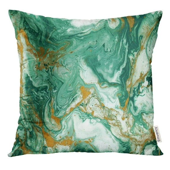 ARHOME Gold Beautiful Abstract Golden and Dark Green Mixed Acrylic Paints Marble Contemporary Emerald Pillow Case 20x20 Inches Pillowcase