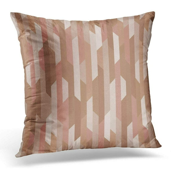 ARHOME Gold Colored Pattern of Geometric Shapes Rose Pillow Case Pillow Cover 20x20 inch