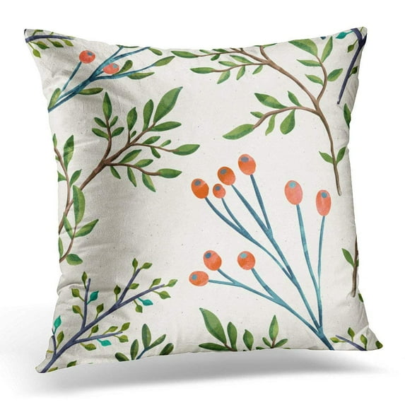ARHOME Green Fern Hand Illustrated Floral Pattern on Watercolor Botanical Winter Pillow Case Pillow Cover 20x20 inch