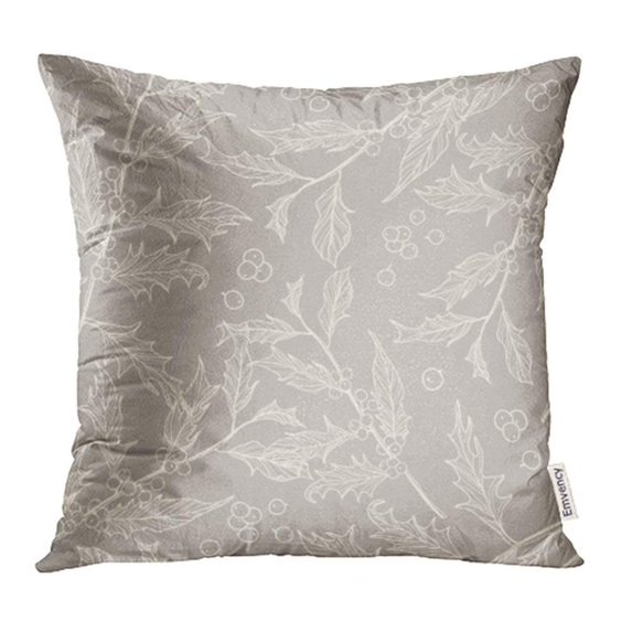 ARHOME Holly Floral Christmas Leaf Doodle Winter Celebration Christmas Christmas Pillow Case Pillow Cover 18x18 inch Throw Pillow Covers