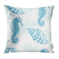 thumbnail image 1 of ARHOME Horse Sea Life Vintage of Seahorse Shell and Sprigs Coral Marine Animal Aquatic Pillow Case Pillow Cover 16x16 inch Throw Pillow Covers, 1 of 1