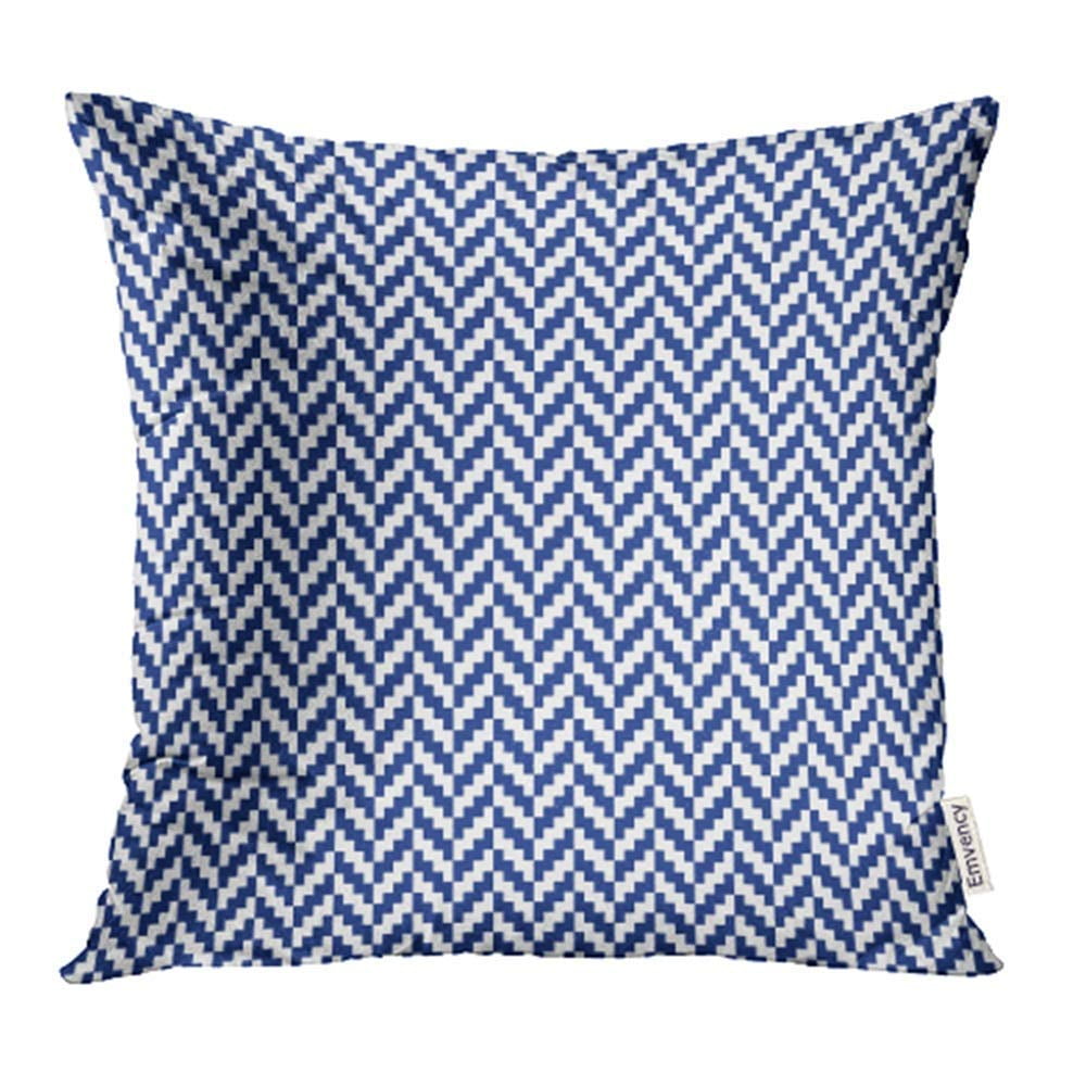 ARHOME Menswear Porcelain Indigo Blue and White Vintage Pixel Herringbone Pattern Old Pillow