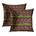 thumbnail image 1 of ARHOME Merry Christmas Happy Year Vintage Deer Bell Ribbon Funny Rudolph Pillow Case Pillow Cover 18x18 inch Set of 2, 1 of 1