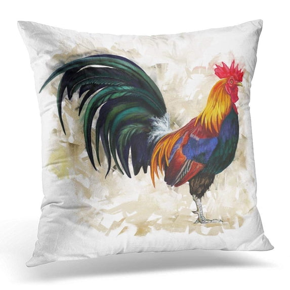 ARHOME Orange Chicken Rooster Digital Painting Cock Blue Vintage Pillow Case Pillow Cover 20x20 inch