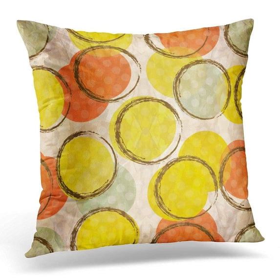 ARHOME Orange Flower with Circles Yellow Modern Pillow Case Pillow Cover 18x18 inch