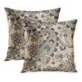 thumbnail image 1 of ARHOME Paisley Fantastic Flower Leaves Bohemian Batik Painting Vintage Pillowcase Cushion Cases 18x18 inch Set of 2, 1 of 1