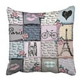 thumbnail image 1 of ARHOME Pattern Collage in Retro Style with Original Inscriptions Word of Paris Pillowcase Cushion Cover 16x16 inch, 1 of 1