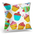 thumbnail image 1 of ARHOME Pink Candy with Cupcakes Hand Drawn Bakery Pillow Case Pillow Cover 20x20 inch, 1 of 1