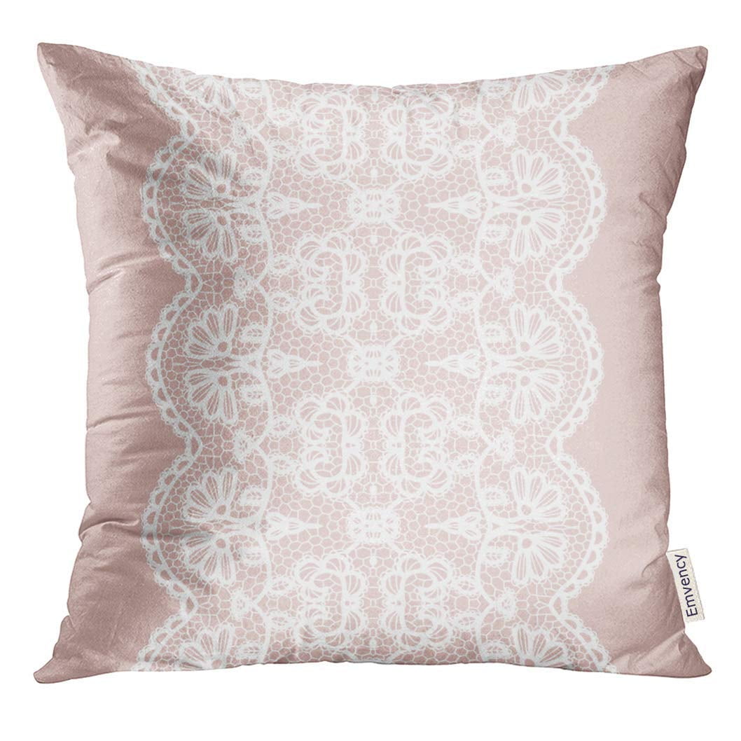 ARHOME Pink Lace White Lacy Vintage Elegant Trim Edging Pillow Case