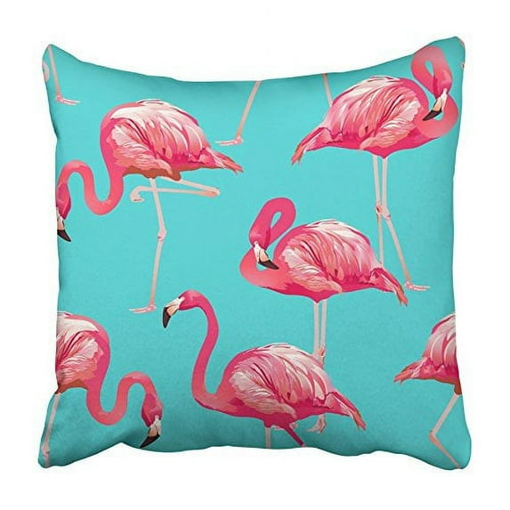 ARHOME Pink Watercolor Tropical Bird Flamingo Colorful Beach Ocean Summer Flexibility Pillowcase Cushion Cover 20x20 inch