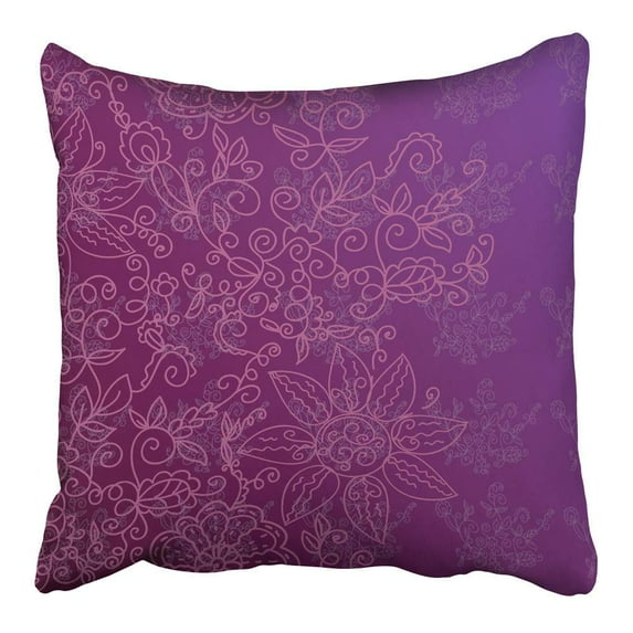 ARHOME Pink Wedding Floral Ornate in Purple Colors Violet Garden Glow Gradient Beauty Pillowcase Cushion Cover 20x20 inch